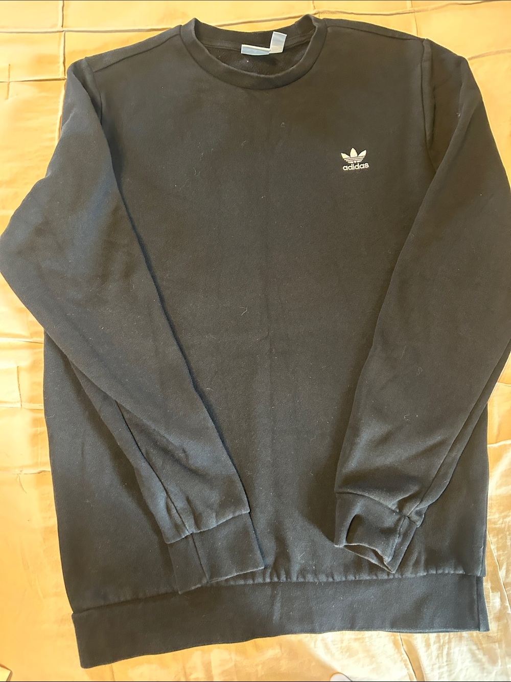 adidas Black Crewneck Sweatshirt with White Trefoil
